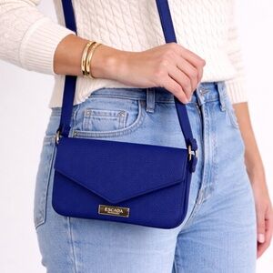Escada Fragrance Blue Crossbody Envelope Bag Gold Hardware